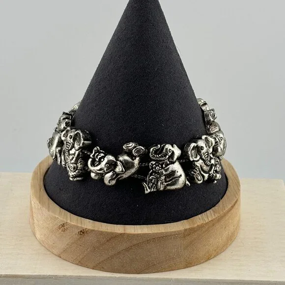 Silver Toned Metal Elephant Bracelet - Picture 3 of 6